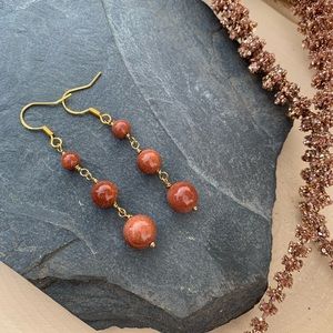 Gold Sandstone gemstone gold dangle earrings